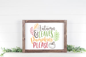 Autumn Leaves & Pumpkins Please Fall SVG File