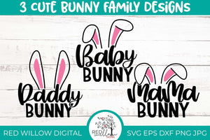 matching set of easter cut files displayed on a plain wood background