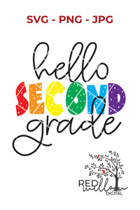 Hello Second Grade SVG Cut File - Red Willow Digital