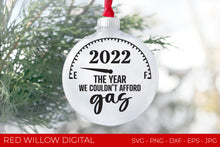 Load image into Gallery viewer, Funny christmas ornament design displayed on a white glitter disc ornament
