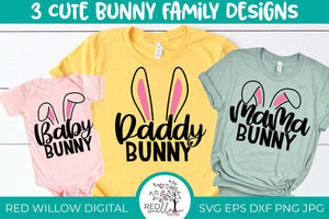 matching easter cut files displayed on a a group of shirts