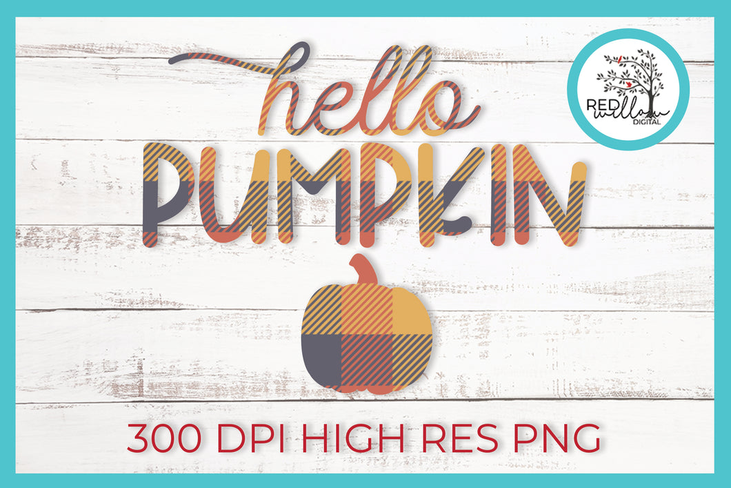 Hello Pumpkin Sublimation File, Fall SVG - Red Willow Digital