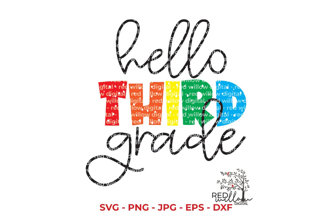 Hello Third Grade SVG Cut File - Red Willow Digital