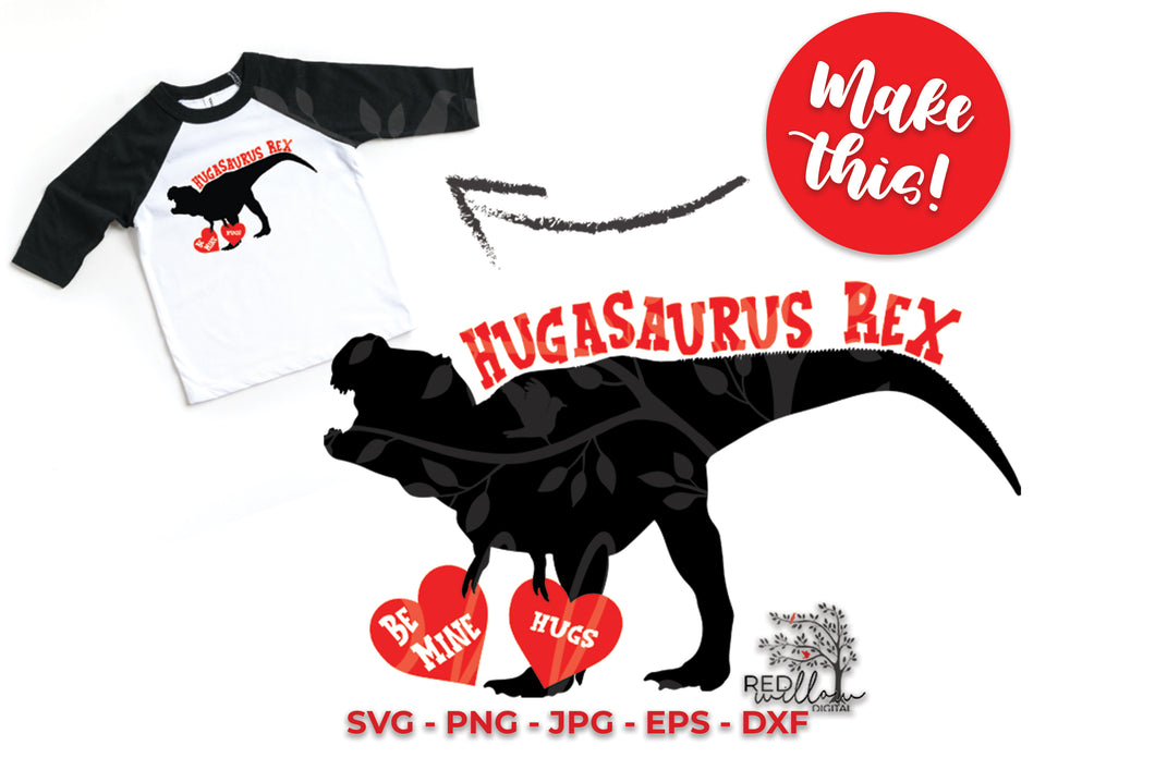 Hugasaurus Rex Valentine's Day SVG - Red Willow Digital