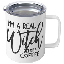 Load image into Gallery viewer, I&#39;m A Real Witch Before Coffee Insulated Coffee Mug
