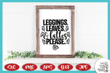Load image into Gallery viewer, Leggings Leaves and Lattes Please Fall SVG - Fall SVG Files for Cricut
