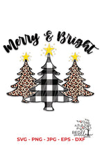 Load image into Gallery viewer, Merry &amp; Bright, Buffalo Plaid &amp; Leopard Print SVG - Red Willow Digital
