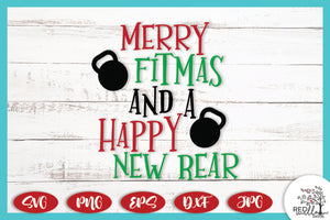 Merry Fitmas and Happy New Rear Christmas SVG, Funny Christmas SVG File