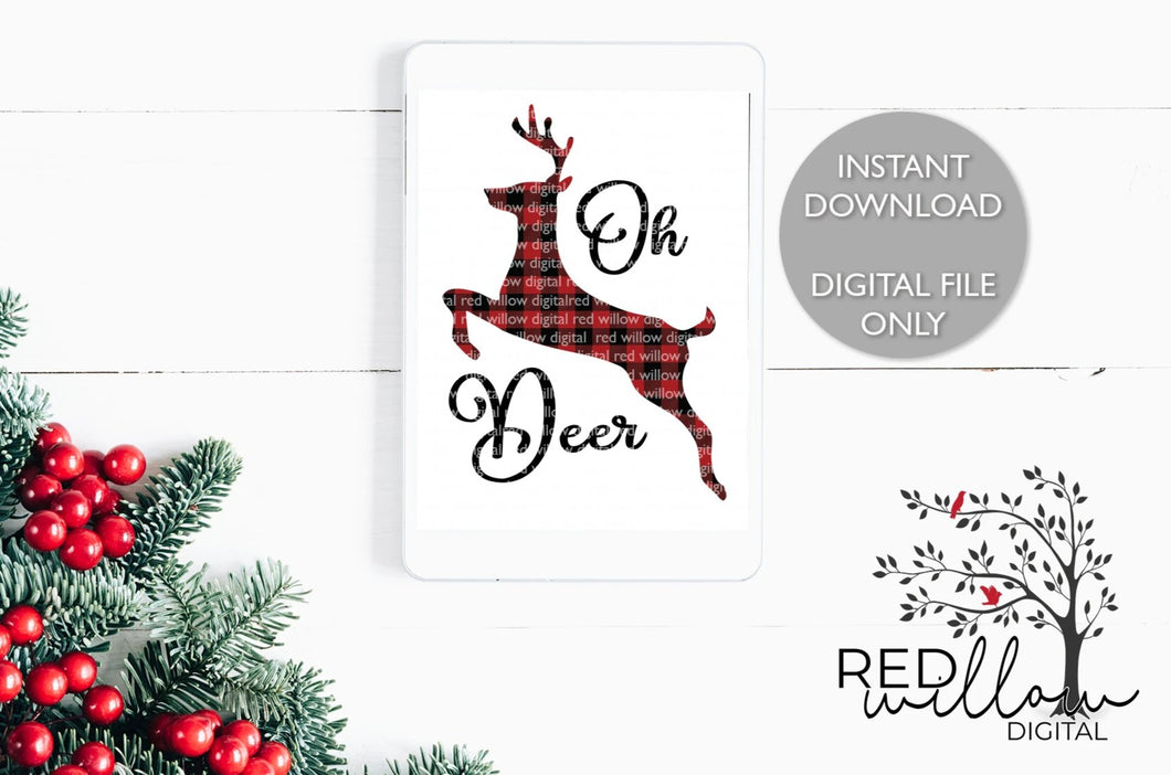 Oh Deer Buffalo Plaid SVG - Red Willow Digital