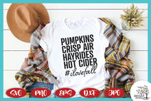 Load image into Gallery viewer, I Love Fall SVG -  Fall SVG Files for Cricut
