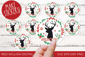 Reindeer Names Ornament Christmas SVG Bundle