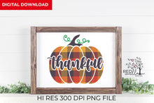 Load image into Gallery viewer, Thanksgiving SVG, Thankful Plaid Pumpkin Sublimation File - Red Willow Digital
