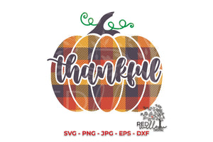 Thanksgiving SVG, Thankful Plaid Pumpkin Sublimation File - Red Willow Digital