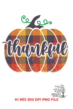 Load image into Gallery viewer, Thanksgiving SVG, Thankful Plaid Pumpkin Sublimation File - Red Willow Digital
